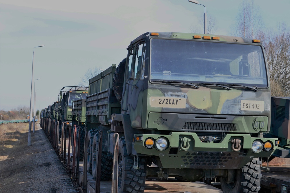 U.S. Army Vehicles Arrive in Orzysz Poland
