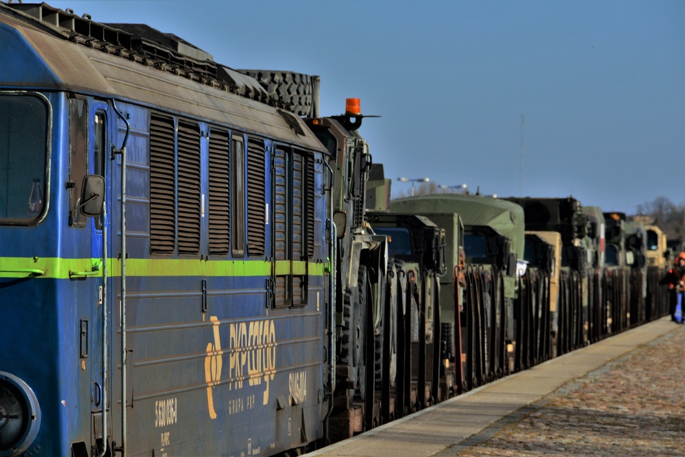 U.S. Army Vehicles Arrive in Orzysz Poland