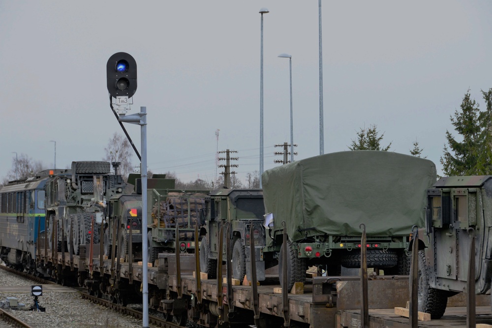 U.S. Army Vehicles Arrive in Orzysz Poland