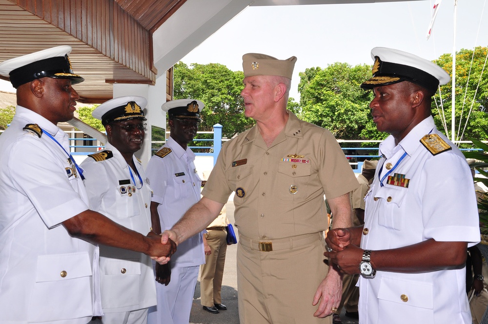 Vice Adm. Christopher Grady visits Obangame Express in Ghana