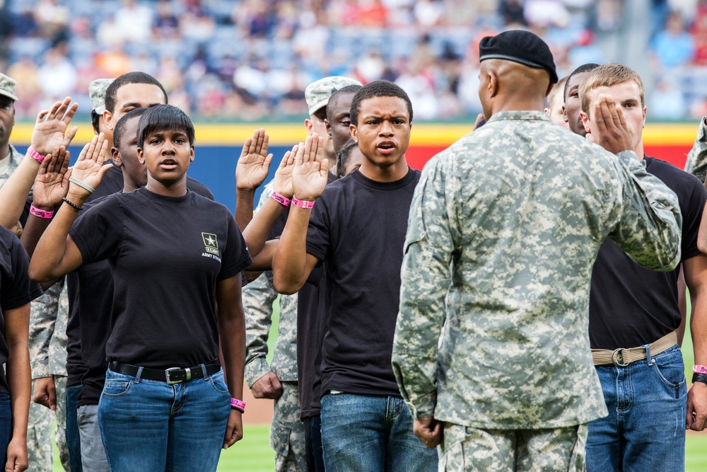 Major League Baseball's Atlanta Braves celebrate the U.S. Army Birthday