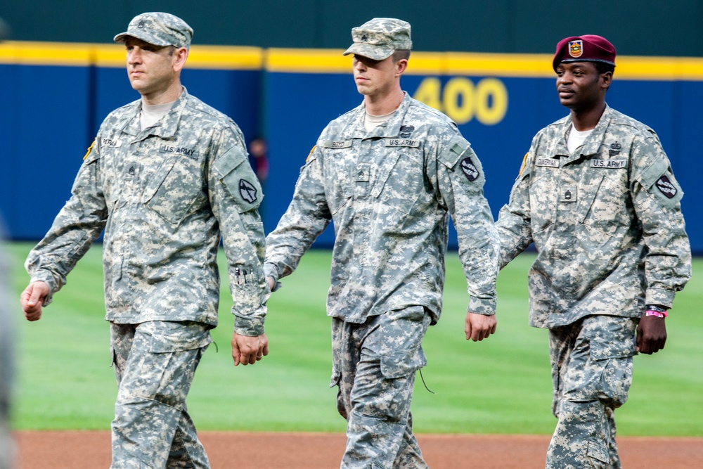 Major League Baseball's Atlanta Braves celebrate the U.S. Army Birthday