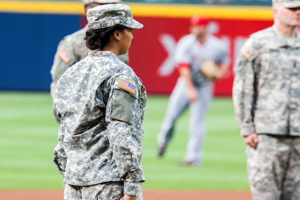 Major League Baseball's Atlanta Braves celebrate the U.S. Army Birthday