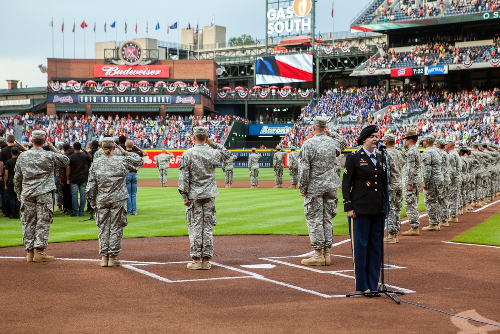 Major League Baseball's Atlanta Braves celebrate the U.S. Army Birthday