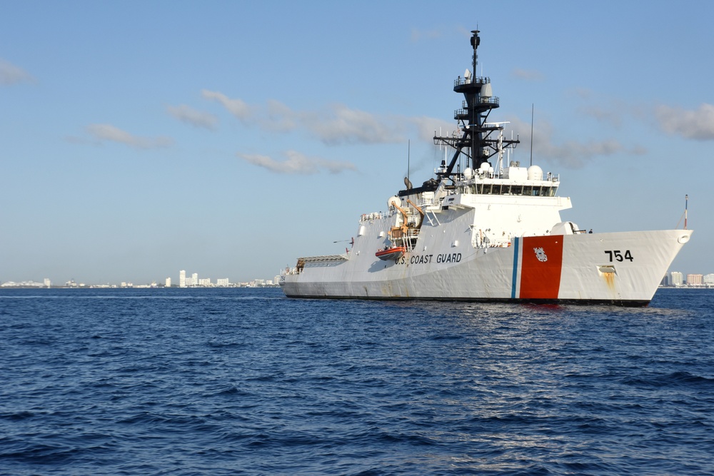 Coast Guard Cutter James underway