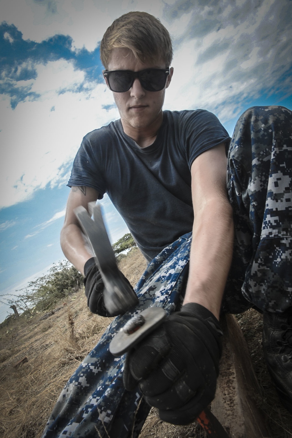 Hospitalman Kraylor Kirk-Johnson Helps Build a Table for a Wayuu Tribe in Mayapo, Colombia, During Continuing Promise 2017 (CP-17)