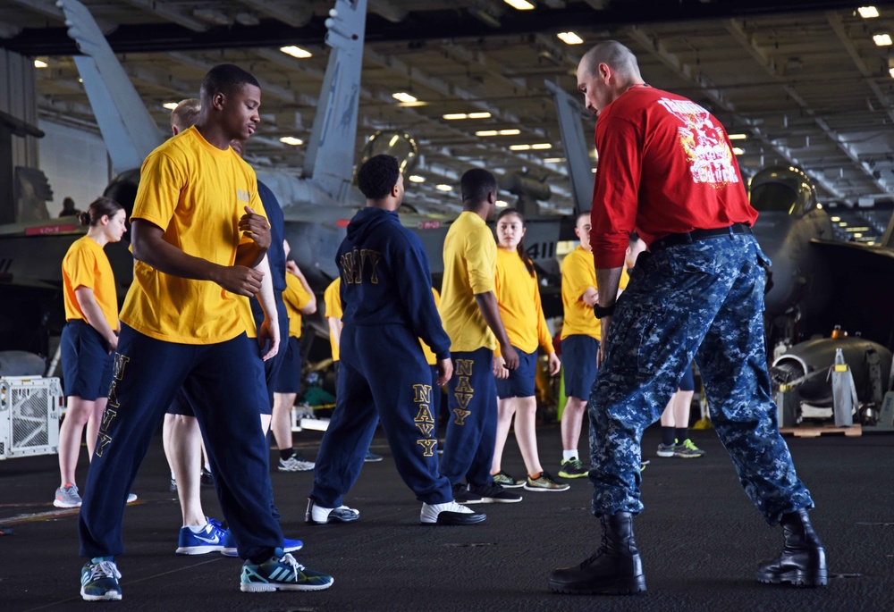 GHWB is the flagship of Carrier Strike Group (CSG) 2, which is comprised of the staff of CSG-2; GHWB; the nine squadrons and staff of Carrier Air Wing (CVW) 8; Destroyer Squadron (DESRON) 22 staff and guided-missile destroyers USS Laboon (DDG 58) and USS