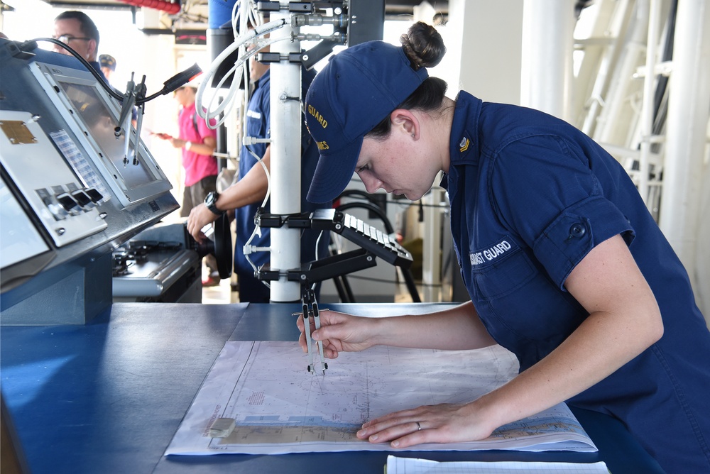 Coast Guard Cutter James underway