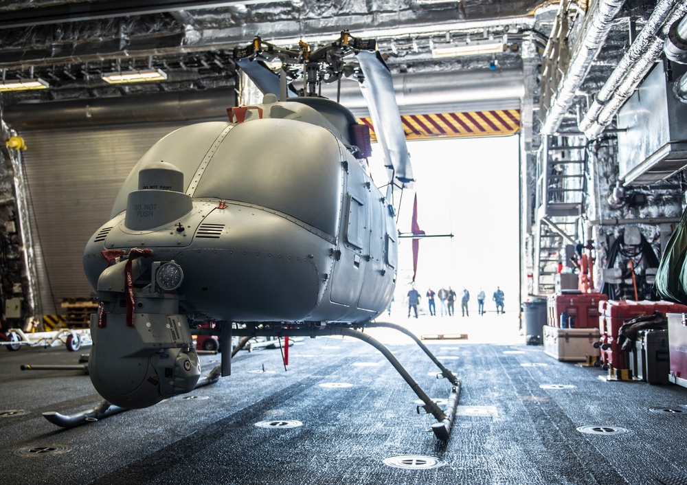 MQ-8C Fire Scout Ground Turns and Telemetry Testing onboard USS Montgomery (LCS 8)
