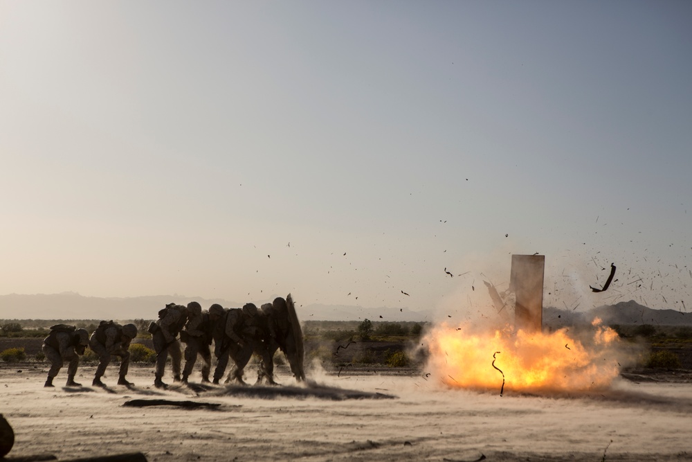 U.S. Marines with 2nd Battalion, 6th Marine Regiment and 2nd Combat Engineer Battalion conduct demolitions range at TalonEx 2-17.