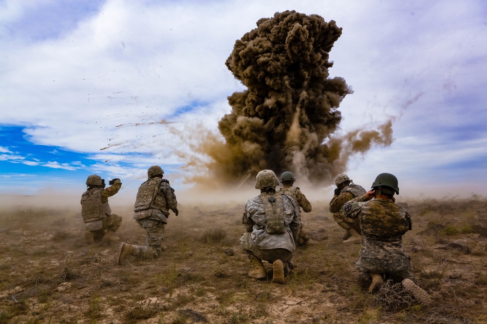 Soldiers from the 321st Engineer Battalion go through explosives training