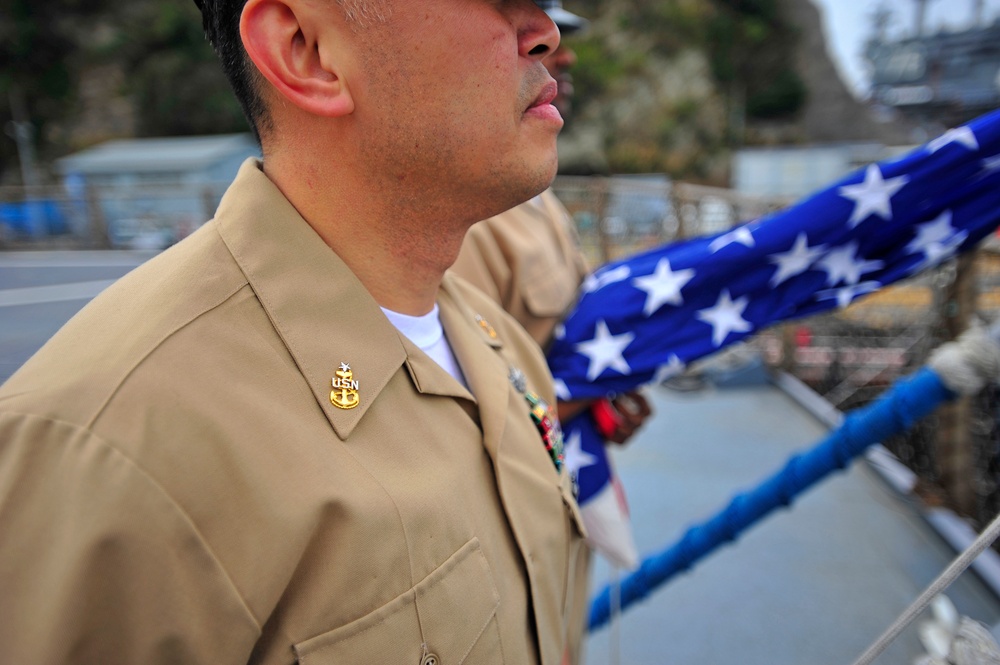 USS Blue Ridge Chiefs Honor Fallen Sailors