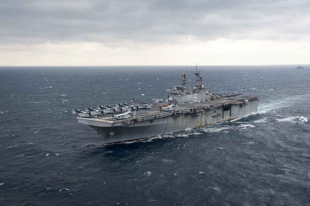 USS Bonhomme Richard (LHD 6) transits the Sea of Japan