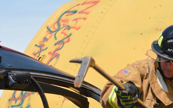 507th Civil Engineer Squadron participate in a heavy vehicle extrication exercise