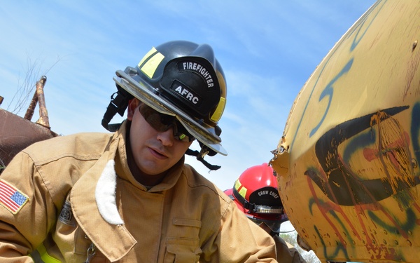 507th Civil Engineer Squadron participate in a heavy vehicle extrication exercise