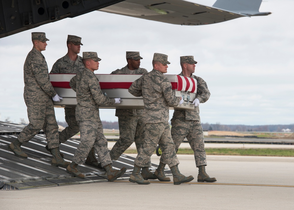 Air Force Staff Sgt. Austin Bieren honored in dignified transfer Apr. 1