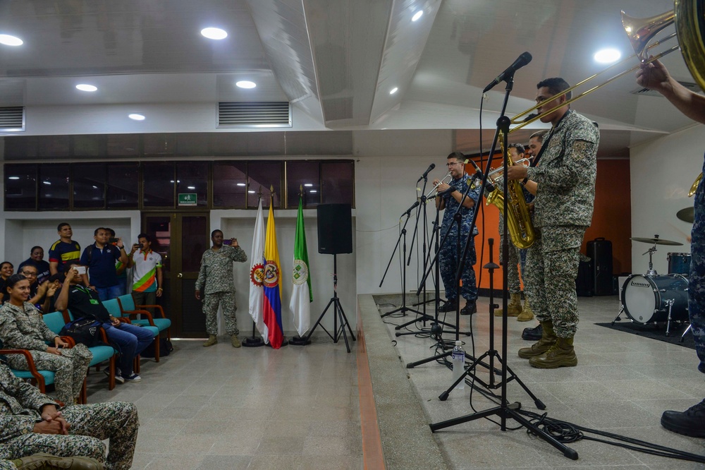 U.S. Fleet Forces Band and Colombia Navy band members Performs For Colombian Students in Riohacha, Colombia