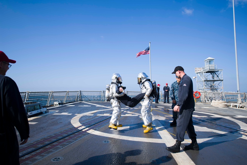 USS Shoup (DDG 86) Conducts Crash and Salvage Drill During COMPTUEX