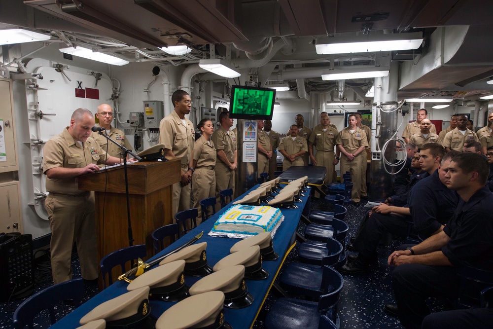 USS Dewey celebrates Navy Chiefs 124th Birthday