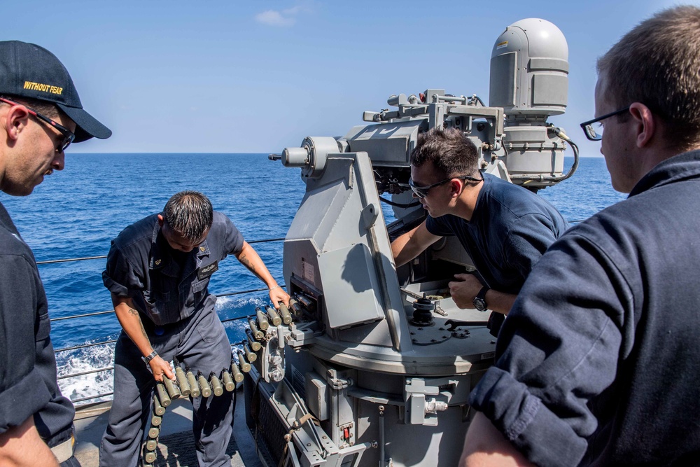 Laboon is deployed in the U.S. 5th Fleet area of operations in support of maritime security operations designed to reassure allies and partners and preserve the freedom of naviation and the free flow of commerce in the region