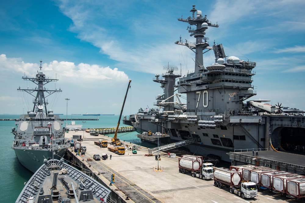 USS Carl Vinson Pierside in Singapore