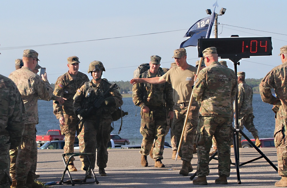 Army National Guard Soldier makes ruck march with 1:04 left during the Expert Infantryman Badge qualification