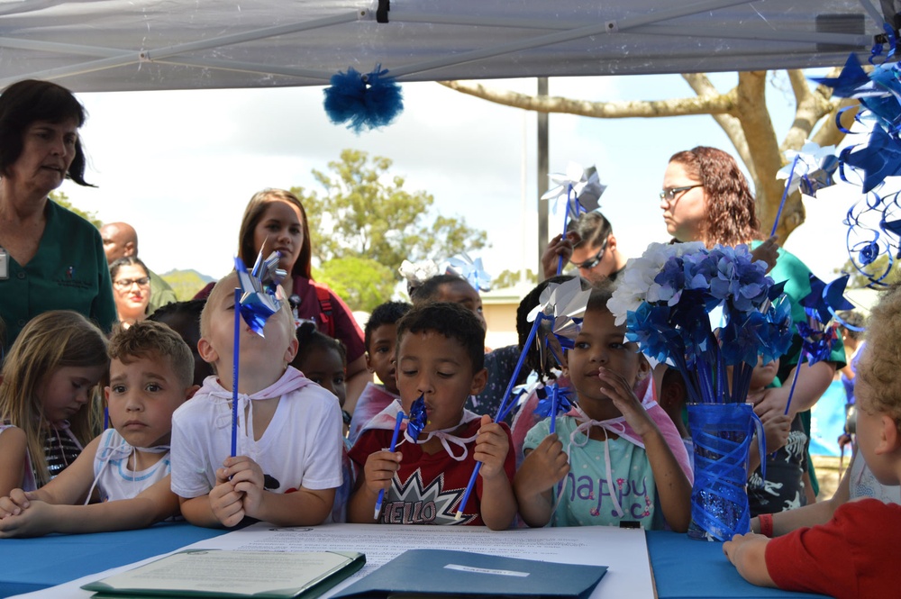Army celebrates children with pinwheels, parade