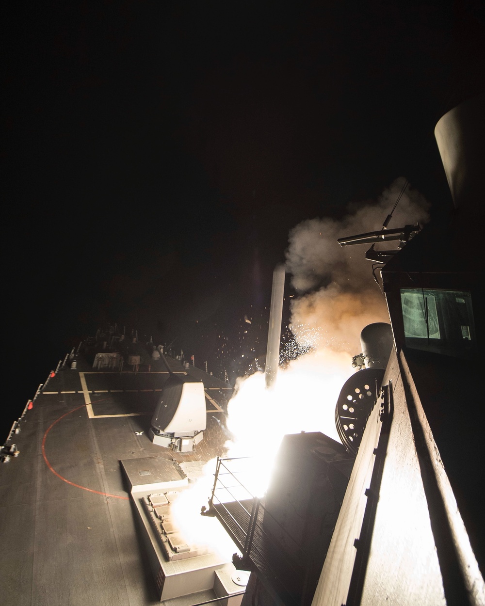 USS Ross (DDG 71) fires a tomahawk land attack missile April 7, 2017