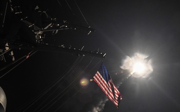 The guided-missile destroyer USS Porter (DDG 78) conducts strike operations while in the Mediterranean Sea