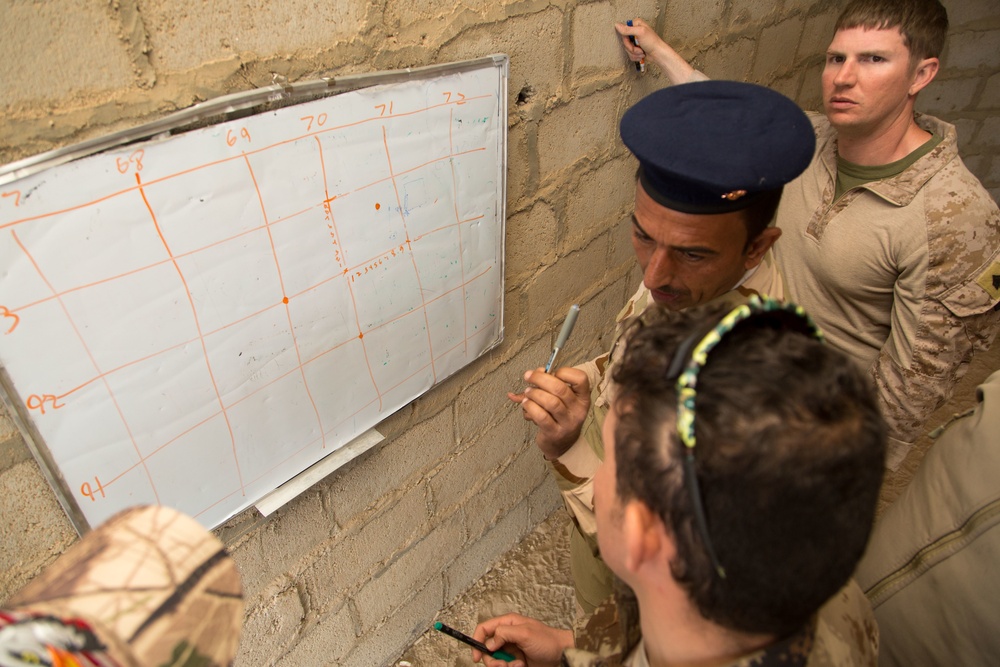 ISF practice map reading during call for fire training