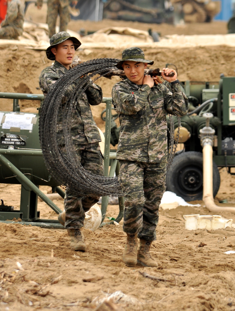 ROK Marines Building Defenses