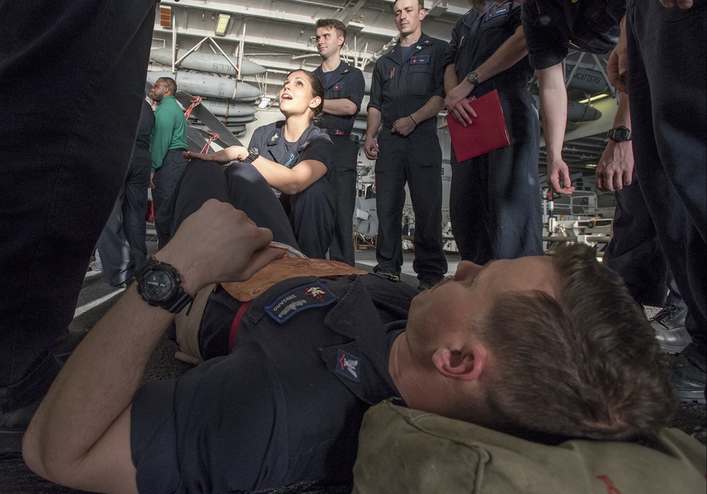 GHWB is the flagship of Carrier Strike Group (CSG) 2, which is comprised of the staff of CSG-2; GHWB; the nine squadrons and staff of Carrier Air Wing (CVW) 8; Destroyer Squadron (DESRON) 22 staff and guided-missile destroyers USS Laboon (DDG 58) and USS