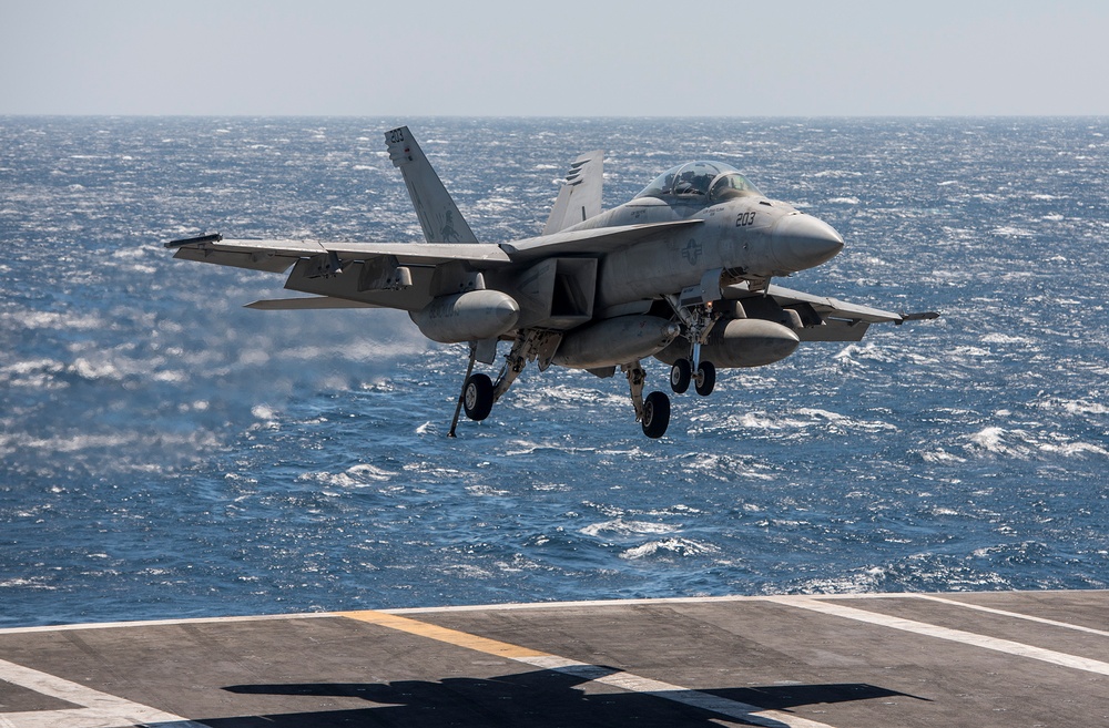 The ship is the flagship of Carrier Strike Group (CSG) 2, which is comprised of the staff of CSG-2; The ship; the nine squadrons and staff of Carrier Air Wing (CVW) 8; Destroyer Squadron (DESRON) 22 staff and guided-missile destroyers USS Laboon (DDG 58)
