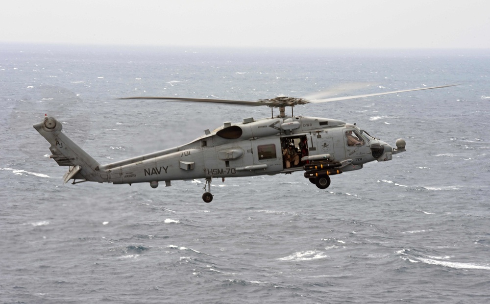 The ship is the flagship of Carrier Strike Group (CSG) 2, which is comprised of the staff of CSG-2; The ship; the nine squadrons and staff of Carrier Air Wing (CVW) 8; Destroyer Squadron (DESRON) 22 staff and guided-missile destroyers USS Laboon (DDG 58)