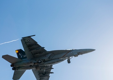 The ship is the flagship of Carrier Strike Group (CSG) 2, which is comprised of the staff of CSG-2; The ship; the nine squadrons and staff of Carrier Air Wing (CVW) 8; Destroyer Squadron (DESRON) 22 staff and guided-missile destroyers USS Laboon (DDG 58)