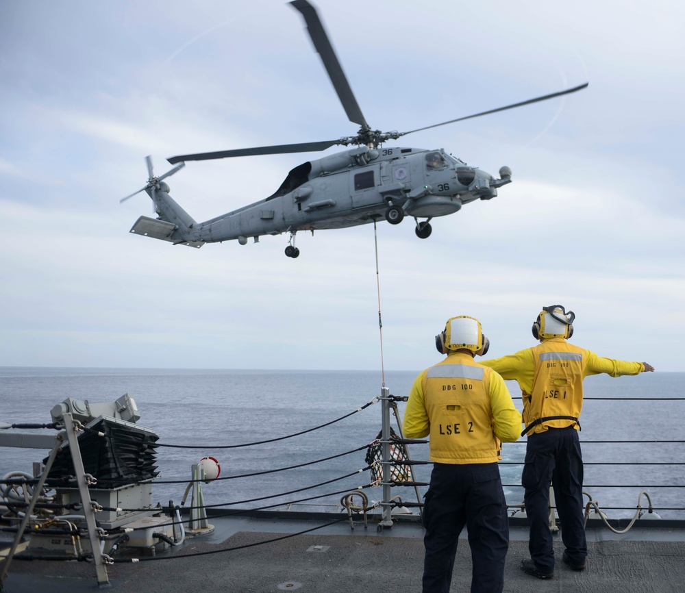 USS Kidd (DDG 100) Conducts a VERTREP During COMPTUEX