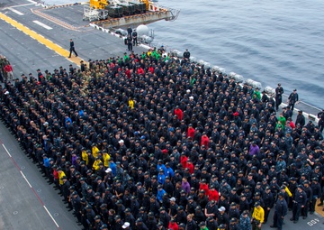 All-Hands call aboard USS Bonhomme Richard (LHD 6)