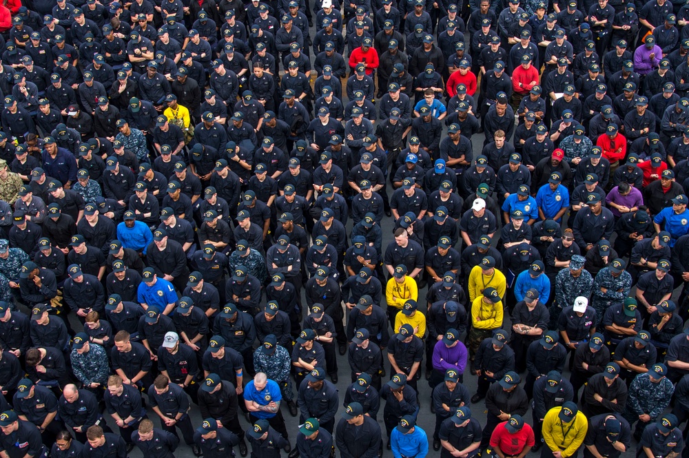 All-Hands call aboard USS Bonhomme Richard (LHD 6)