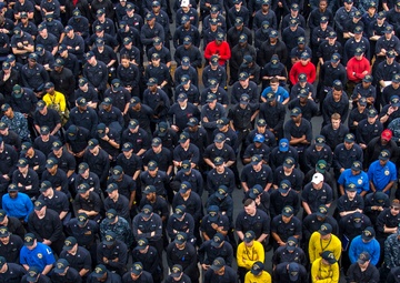 All-Hands call aboard USS Bonhomme Richard (LHD 6)