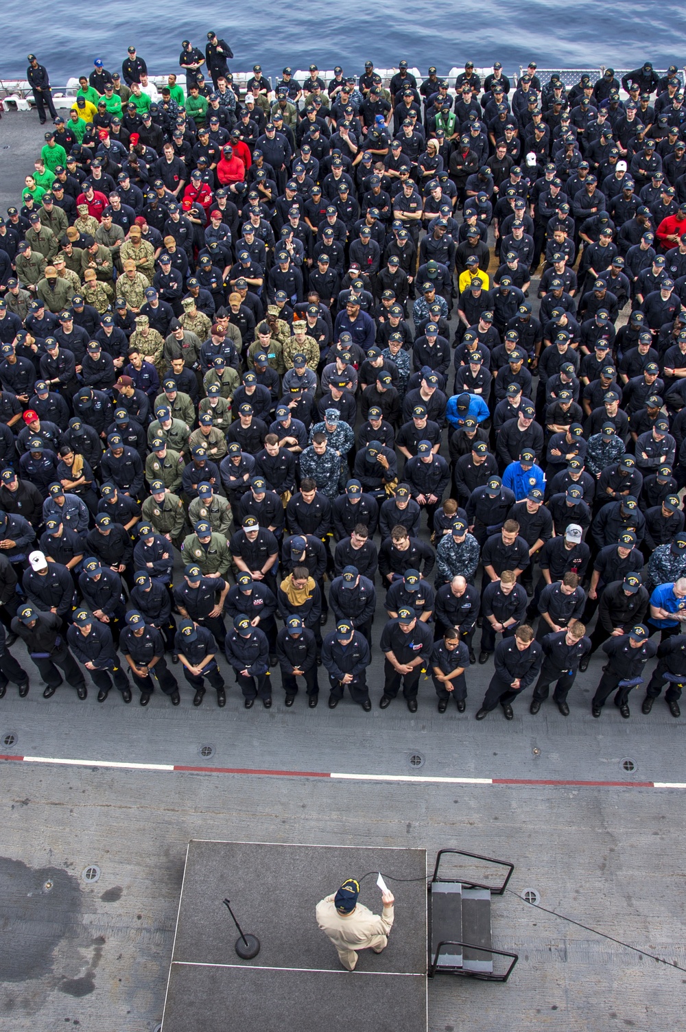 All-Hands call aboard USS Bonhomme Richard (LHD 6)