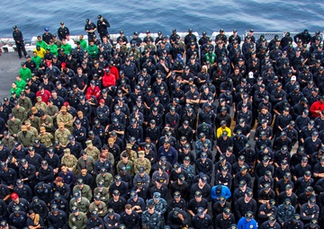 All-Hands call aboard USS Bonhomme Richard (LHD 6)