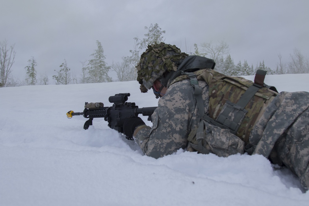 Soldier Engages Targets from the Prone Position