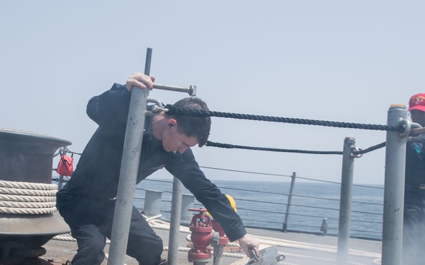 Laboon is deployed in the U.S. 5th Fleet area of operations in support of maritime security operations designed to reassure allies and partners and preserve the freedom of navigation and the free flow of commerce in the region