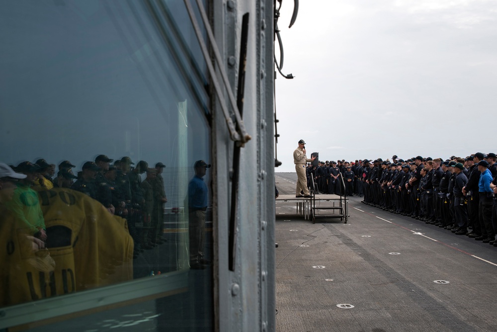 All Hands Call aboard USS Bonhomme Richard (LHD 6)