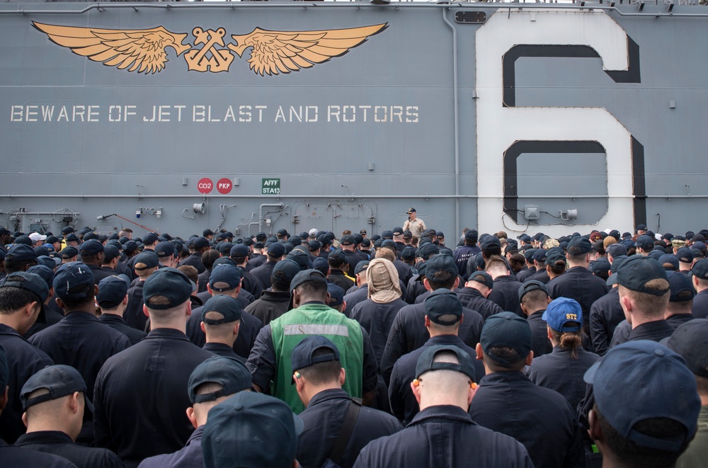 All Hands Call aboard USS Bonhomme Richard (LHD 6)