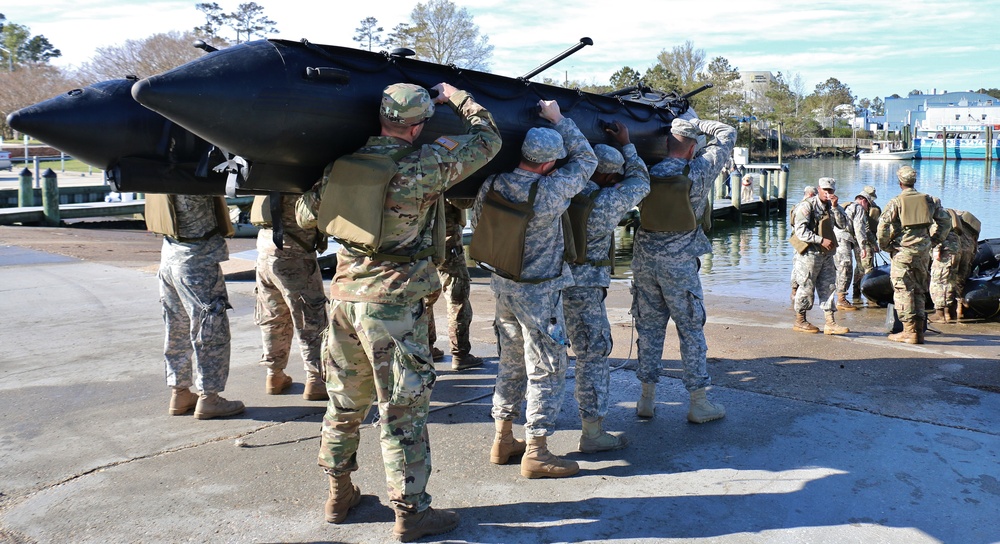 Cavalry Soldiers conduct Water Survival and small boat operations