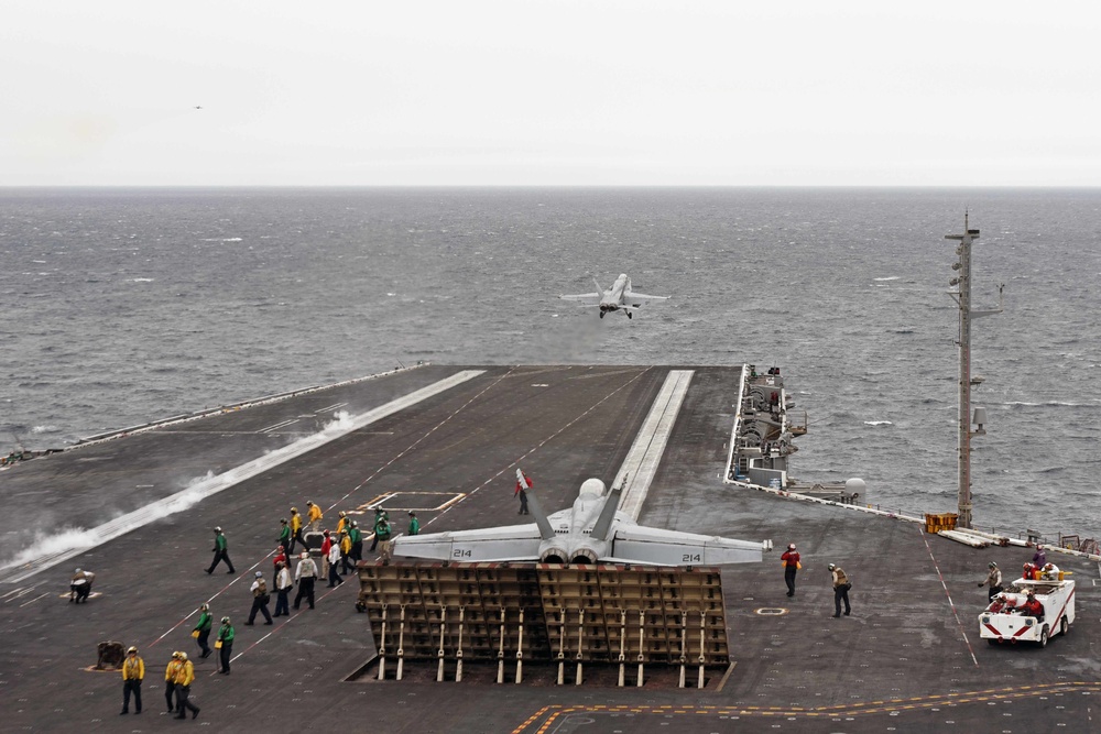 GHWB is the flagship of Carrier Strike Group (CSG) 2, which is comprised of the staff of CSG-2; GHWB; the nine squadrons and staff of Carrier Air Wing (CVW) 8; Destroyer Squadron (DESRON) 22 staff and guided-missile destroyers USS Laboon (DDG 58) and USS