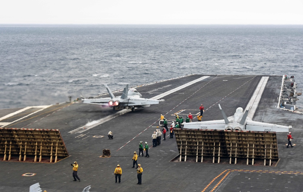 GHWB is the flagship of Carrier Strike Group (CSG) 2, which is comprised of the staff of CSG-2; GHWB; the nine squadrons and staff of Carrier Air Wing (CVW) 8; Destroyer Squadron (DESRON) 22 staff and guided-missile destroyers USS Laboon (DDG 58) and USS