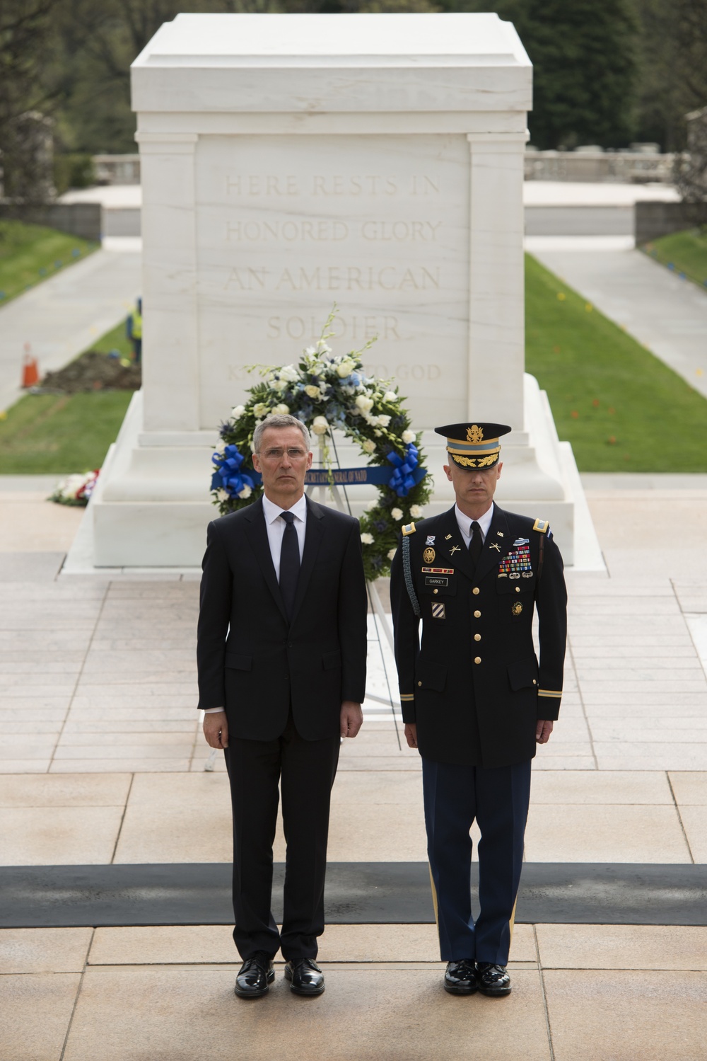 NATO secretary general participates in wreath laying ceremony at the Tomb of the Unknown Soldier in Arlington National Cemetery