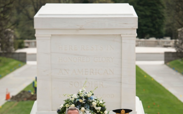 NATO secretary general participates in wreath laying ceremony at the Tomb of the Unknown Soldier in Arlington National Cemetery